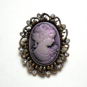 Cameo Brooch Portret Pin Purple Jewelry fashion accessores NEW